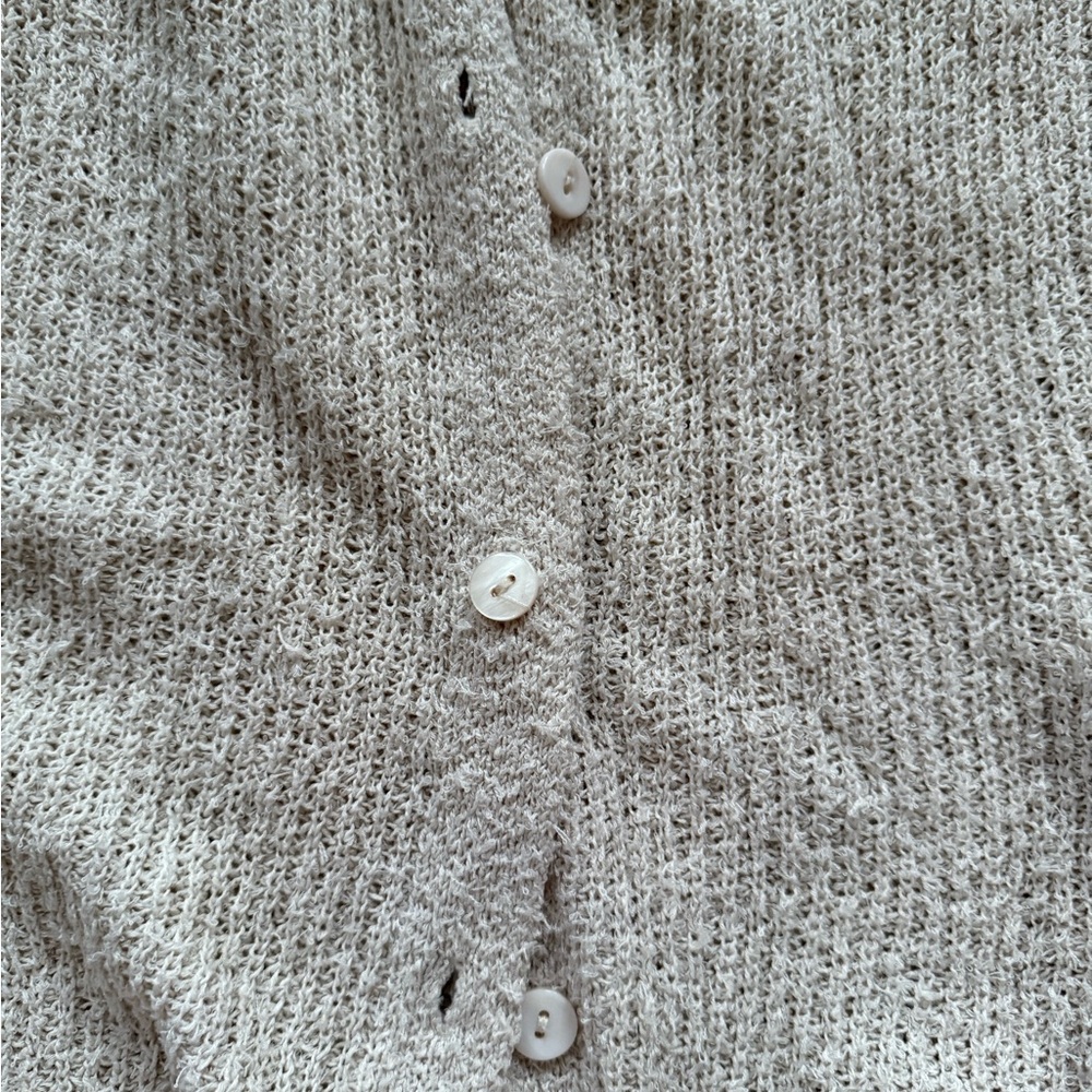 Mango Cream Collared Button-Front Knit Cardigan - Picture 3 of 5